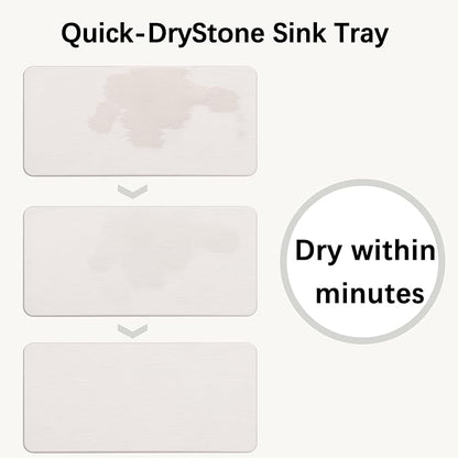 2 Pcs Water Absorbing Stone Trays, Kitchen/Bathroom Sink Soap Dish, Diatomite Tray Used for Hand Soap & Cosmetic Bottles in The Modern Home, 4" W x 8.3" L, White