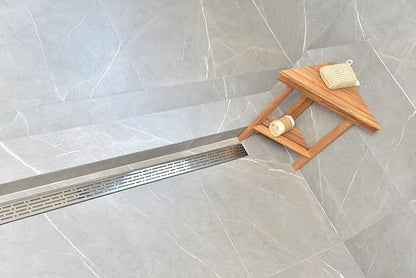 SereneDrains 304 Stainless Steel 40 Inch Linear Polished Chrome Shower Drain Kit Broken Lane Linear Shower Drains for Tile Floor Long Hair Catcher Strainer Cover Bathroom (Polished Chrome, 39 Inch)
