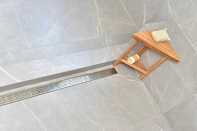 SereneDrains 304 Stainless Steel 60 Inch Linear Polished Chrome Shower Drain Kit Broken Lane Linear Shower Drains for Tile Floor Long Hair Catcher Strainer Cover Bathroom (Polished Chrome, 59 Inch)