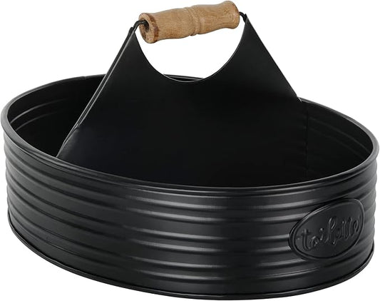 Autumn Alley Rustic Farmhouse Bath Caddy for Shower – Toiletries Countertop Organizer for Bathroom – Industrial Chic Décor – Matte Black Bathroom Accessories (Aged Black), Large