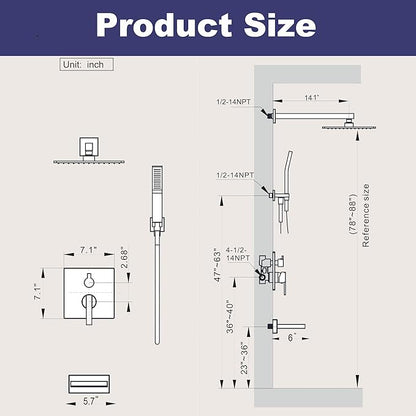 Shower System with Tub Spout, All Metal Bathtub Shower Faucet Set with High Pressure 10 Inch Rain Shower Head and Handheld Shower Head Set, Brushed Nickel (Valve Include)