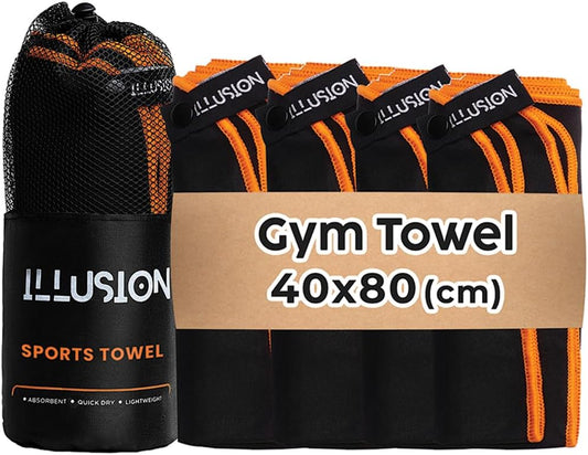 illusion Small Microfiber Gym Towels for Men and Women Active Sports (32" L x 16''W)-Lightweight Quick Dry Gym Towel for Sweat-Workout Towels Ideal for Yoga, Camping, Running, and Outdoor Activities