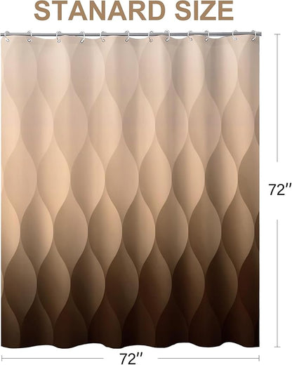 Brown Ombre Shower Curtain, Modern Geometric Shower Curtain Set, Washable Polyester Fabric for Bathroom, Weighted Hem, 72 x 72 inch