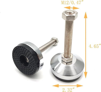 Heavy Duty Leveler Leg, Cabinet Leveling Feet,2.36" Dia. Base,M12 Thread,1300 Lb Capacity,Adjustable Workbench Legs,D60xM12x100,Black Carbon Steel PVC,4-Pack