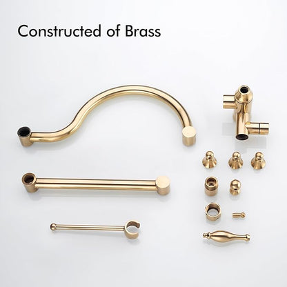 Bagnolux Solid Brass 6" High Pressure Black Rain Shower Head with Handheld Combo 3.3" Spray, Rainfall Showerhead with 21" Extension Arm - Adjustable Dual Showerhead and 71" Shower Hose,Matte Black