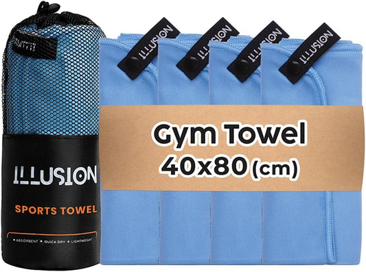 illusion Small Microfiber Gym Towels for Men and Women Active Sports (32" L x 16''W)-Lightweight Quick Dry Gym Towel for Sweat-Workout Towels Ideal for Yoga, Camping, Running, and Outdoor Activities