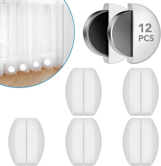12 Pcs Shower Curtain Weights, Silicone Wrapped Heavy Duty Shower Curtain Magnets, Curtain Weights Heavy Outdoor, Prevent Curtain Liner from Blowing Around, Work for Drapery, Flag, Tablecloth(6 Pairs)