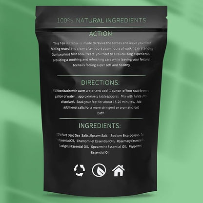 Tea Tree Oil Foot Soak with Epsom Salt - Pedicure Foot Spa for Toenail Fungus Treatment, Nail Discoloration, Stubborn Foot Odor and Itchiness -16 oz