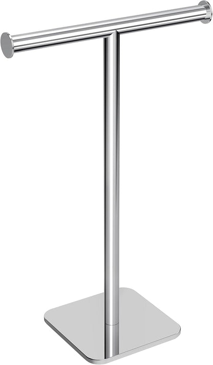 RUACQ Hand Towel Stand, 16" T-Shape Hand Towel Holder Stand for Bathroom, Kitchen and Countertop Towel Holder 304 Stainless Steel Hand Towel Rack with Weighted Base (Chrome)