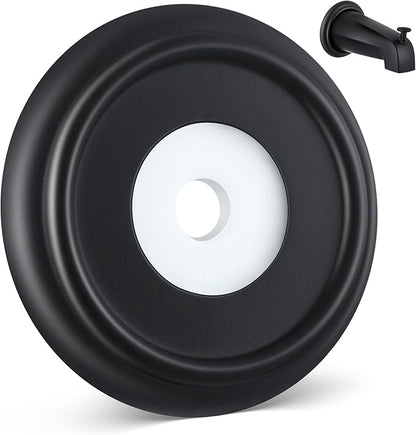 Dreyoo Metal Tub Spout Cover Ring, Bathtub Spout Trim Plate Ring with 1 Pcs Foam Gasket, 1-1/2 Inch ID and 3-5/8 Inch OD(Black)