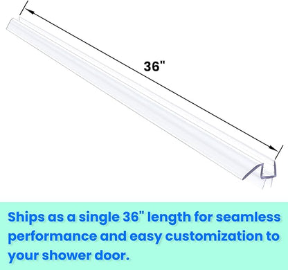 36" Shower Door Bottom Seal Strip for 1/2" (12mm) Glass – Ultra Clear Polycarbonate Shower Door Sweep, Single Pack