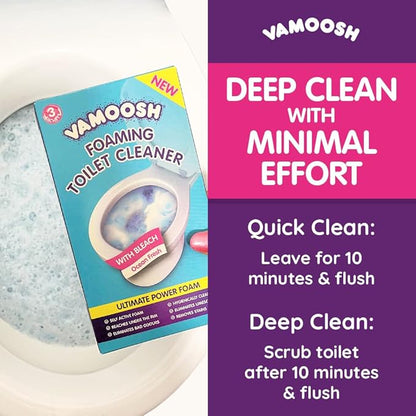 Vamoosh 6-in-1 Toilet Foaming Cleaner | Self-Activating Foam Technology | Stays Active for 10 Minutes | Easy to Use | Removes Stains | Eliminates Limescale & Removes Odor | 100g (Pack of 3)