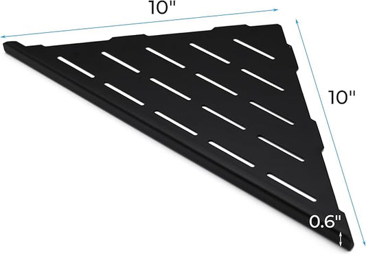 FerdY 2-Pack 10" Matte Black Recessed Corner Shower Shelf, for Tiled Bathroom Walls, 304 Stainless Steel Floating Shower Shelf, Shower Caddy Storage Shelves, No Drilling Required, Striped Triangle