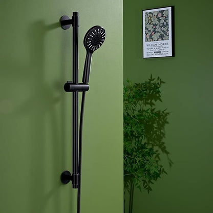 Adjustable Shower Slide Bar with 5-Function Handheld Shower Head, Stainless Steel Drill-free Mounted Slide Bar Combo with Extra Hose (Oil Rubbed Bronze)