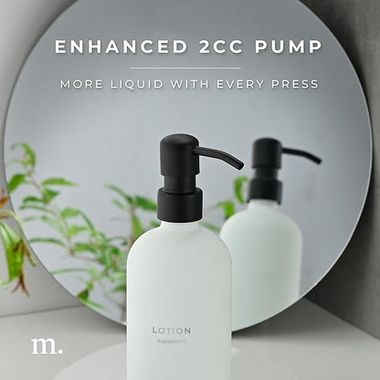 MaisoNovo Soap Dispenser 1-Piece Set | 16.9oz White Bottles with Black Stainless Steel Pump