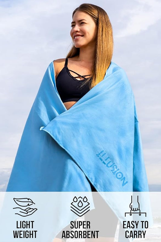 illusion Extra Large Microfibre Swimming Towel (71''L x 32''W)–Compact, Lightweight & Quick Dry Towel-Perfect for Travel, Gym, and Swim Towels Ideal for Post-Workout Showers & After Swimming