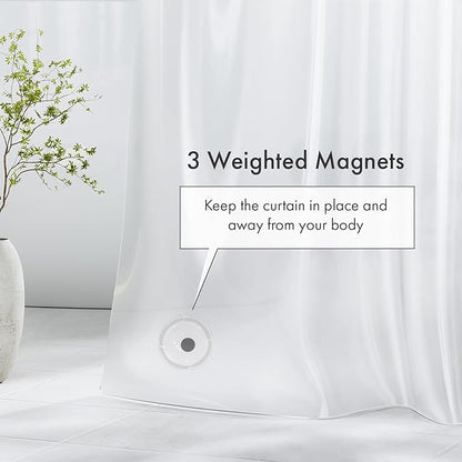 Amazer Plastic Shower Curtain Liner with Magnets, 72x72 Frosted Shower Liner PEVA Waterproof Inside Shower Curtains Liner for Bathroom with Rustproof Grommet