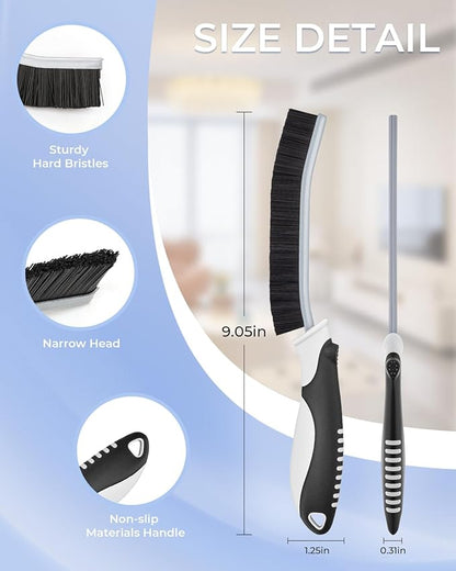 Crevice Cleaning Brushes, Scrub Brush for Hard to Reach Small Space, Home Essentials, Cleaning Supplies, Cleaning Tools for Household Use, Bathroom, Shower, Kitchen, Toilet, Window (3, Black)