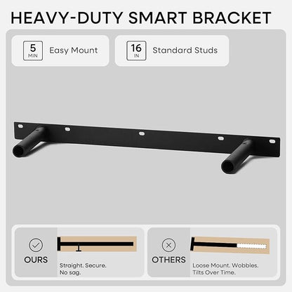 Homeforia Classic Walnut 24 inch Floating Shelf, High End Solid Real Wood Small 24inch Floating Shelves for Wall Mounted, 24in Floating Shelves, Heavy Duty Bracket, 24 X 6.5 X 1.75 inches, Set of 2
