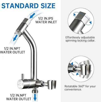 G-Promise Metal Shower Diverter with Low Handheld Holder, 3-Way Diverter Valve with Pause Mode for Handheld and Fixed Shower Head, 4-Settings Universal Bathing System Replacement Part(Brushed Nickel)