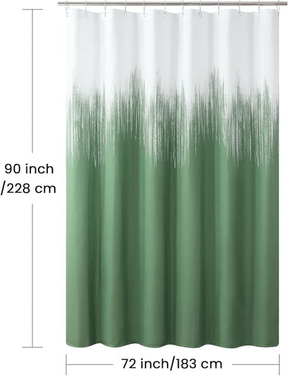 90 Inch Fabric Shower Curtain, Extra Long Green and White Ombre Shower Curtains for Bathroom, 72" W x 90" H