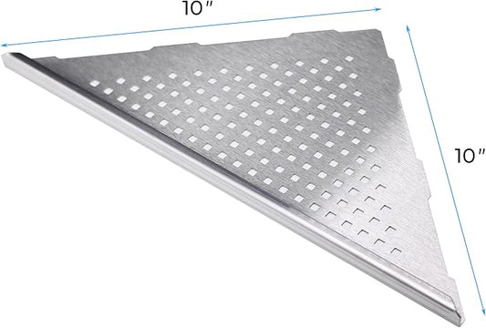 FerdY 2-Pack 10" Brushed Nickel Recessed Corner Shower Shelf, for Tiled Bathroom Walls, 304 Stainless Steel Floating Shower Shelf, Shower Caddy Storage Shelves, No Drilling Required, Point Triangle