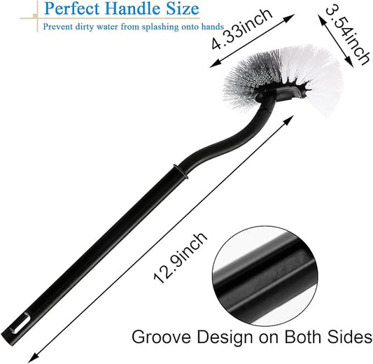 2 Pack Curved Toilet Bowl Brush Without Holder for Bathroom, Compact Toilet Brush Durable Under The Rim Household Deep Cleaning Brushes (Black Toilet Brush Without Holder)