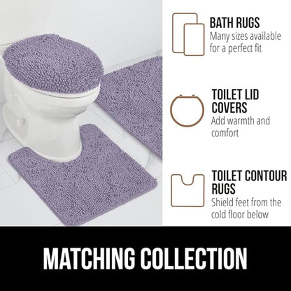 GORILLA GRIP Bath Rug Mat, Soft Absorbent Chenille, Quick Dry Microfiber Mats, Rubber Backing Washable Shower Floor Rugs, Bathmat Runner, US Designed Bathroom Home Decor Accessories 24x17 Light Purple
