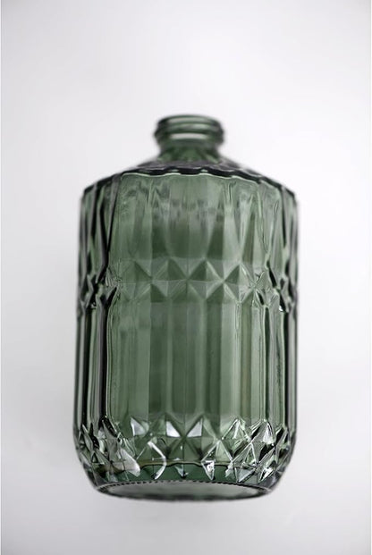18oz Green Glass Soap Dispenser, Refillable Kitchen, Bathroom Thick Glass Soap Dispenser with Golden Rustproof Pump for Dishwashing Liquid, Hand Soap, Lotion, Body Wash (Green-Golden Pump)