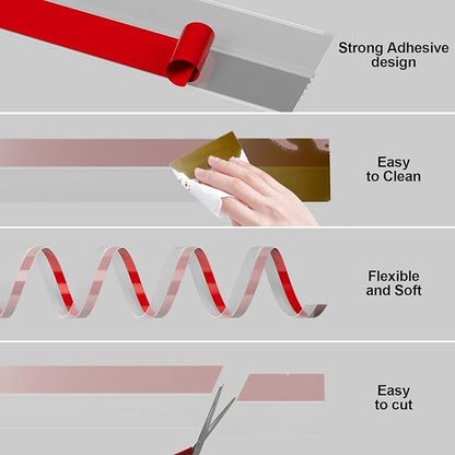 36FT Weather Stripping Door Seal - 1" Silicone Door Draft Seal Tape for Gaps Under Door Weatherstripping Sweep Stopper for Bottom of Shower Door/Sliding Glass Door