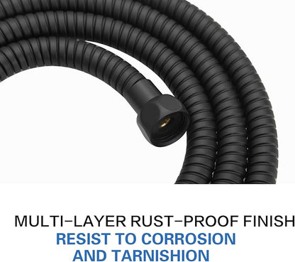 RUMOSE 98 inches Shower Hose Shower Head Extension Hose Extra Long Stainless Steel Shower Tube Attachment Flexible Handheld Shower Sprayer Hose, Matte Black