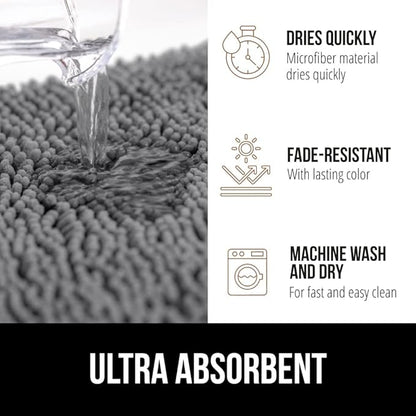 GORILLA GRIP Bathroom Rug Sets, Soft Chenille 2 Piece Area Rugs Set, Toilet Base Mat and 30x20 Carpet, Absorbent Microfiber Washable Mats Dry Quickly, Home Décor and Bath Room Accessories, Grey