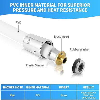 Extra Long Replacement Shower Hose Extension Handheld Shower Head Hose 59 Inches Flexible and Durable with Brass Insert and Nut rv shower head with hose
