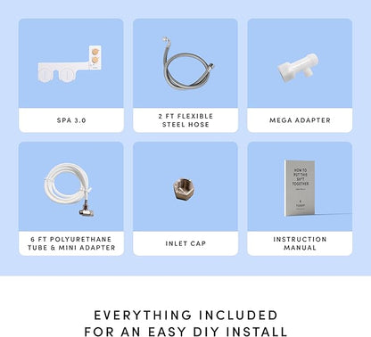 TUSHY 3.0 Spa Cool to Warm Water Bidet Attachment. Easy Universal Toilet Seat Install, Requires Sink Connection for Temperature Control. Fresh Self Cleaning Clean Water (Pink/Bamboo)
