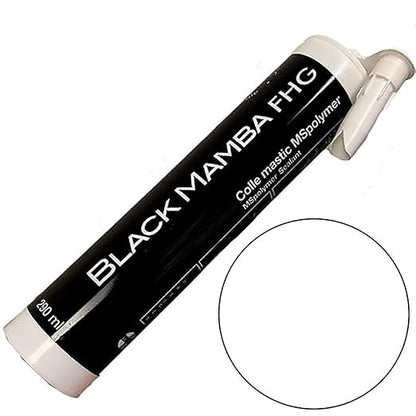 Black Mamba FHG High Tack - Superfast Mono Component Polymer Sealant Cartridge - White, Single