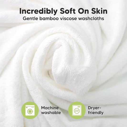 6-Pack Baby Washcloths - Soft Absorbent Viscose from Bamboo Wash Cloths for Babies, Kids, Toddlers, Infant, Newborn Bath Towels, Gentle on Sensitive Skin, 10x10 Reusable Face Towels (Rosy)