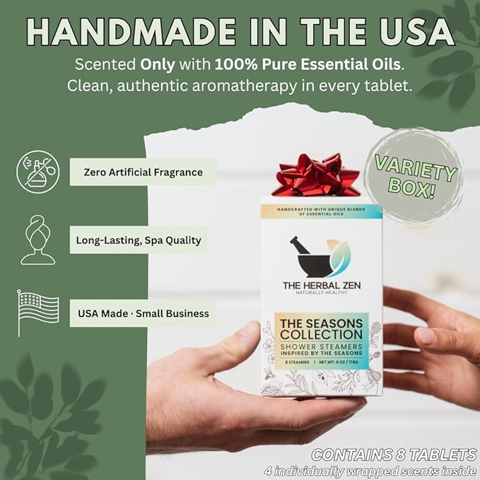 Shower Steamers Aromatherapy Tablets – Variety Pack - Shower Bombs Aromatherapy Made in USA – Self Care Gifts for Women and Men – Natural Essential Oils – Adult Christmas Stocking Stuffers (8 Pack)