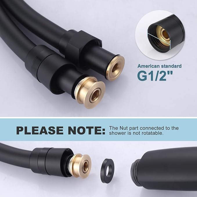 Aleasha Extra Long PVC Shower Hose Replacement for Bathing, Toilet Cleaning, Dogs - Matte Black 140 Inch Long Hose