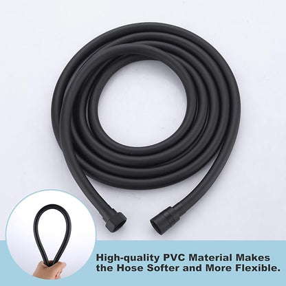 Aleasha Extra Long PVC Shower Hose Replacement for Bathing, Toilet Cleaning, Dogs - Matte Black 140 Inch Long Hose