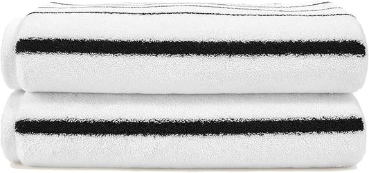 Italic Ultraplush 100% Australian Cotton Washcloths - Set of 2 Luxury Plush Face Wash Cloths, Soft & Absorbent 800 GSM Washcloth for Bathroom & Spa, Resort Grade, Striped (White & Blue)