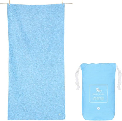 Dock & Bay Beach Towel - Quick Dry, Sand Free - Compact, Lightweight - 100% Recycled - Includes Bag - Set of 6 - Essentials, Extra Large (200x90cm, 78x35)