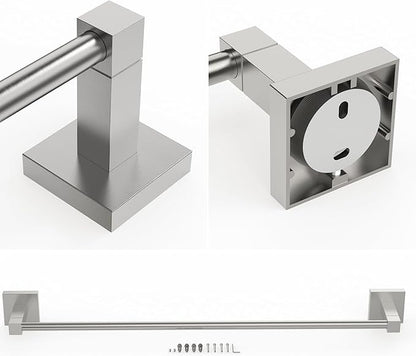 RUACQ Towel Bar 24inch, Towel Racks for Bathroom, 304 Stainless Steel Towel Holder Wall Mounted, Heavy Duty Bathroom Decor Towel Rod (Brushed Nickel)