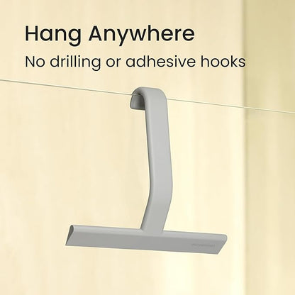 dancemoon JustHang Shower Squeegee for Glass Doors, All-One-Piece Silicone with Built-in Hook Design for Easy Hanging, Household Window Mirror Squeegee for Bathroom, Glass, Kitchen, Tile Wall, Car