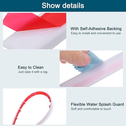 uxcell 98 Inch Collapsible Shower Barrier Stopper Water Splash Guard Blocker 98"Lx0.8"Wx0.5"H for Bathroom Kitchen Wet and Dry Separation, White
