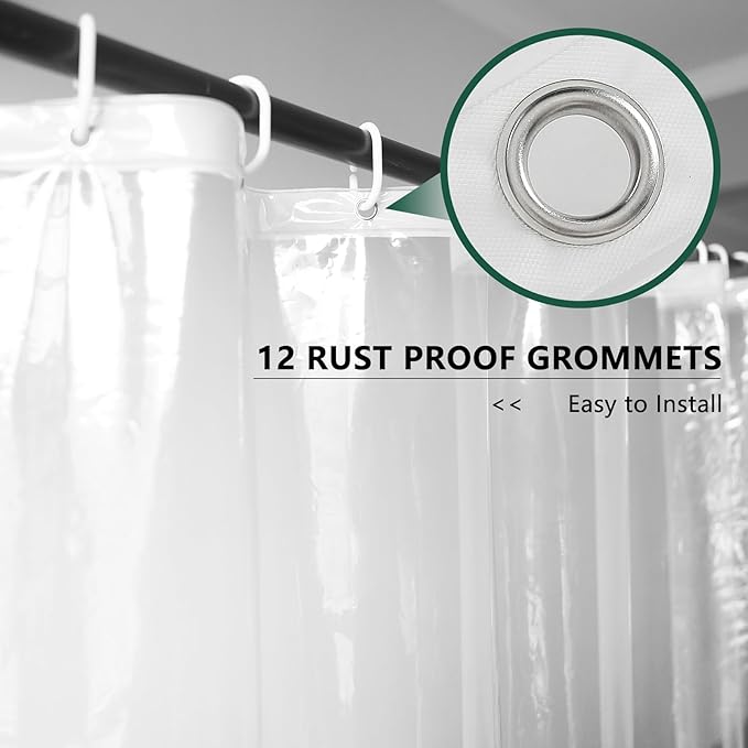 AooHome Thin Clear Small Shower Curtain Liner, 48x72 Premium Light Weight EVA 4G Plastic Bathroom Shower Liner with Rustproof Metal Grommets and 3 Magnets for Shower Stall (No Hooks)