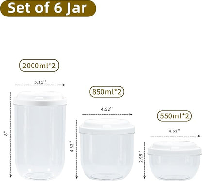 FABROK 6 Pack Candy Storage Organizer with Lid, Plastic Cookie Storage Jar for desk, Clear Plastic Container Canister for Laundry, Kitchen, Bathroom
