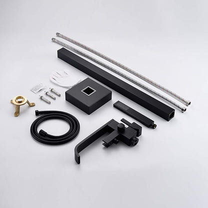 Freestanding Bathtub Faucet Tub Filler Black Floor Mount Bathroom Faucets Brass Single Handle with Hand Shower