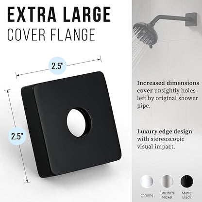 G-Promise All Metal 10-Inch Shower Arm with Flange, Wall-Mounted Stainless Steel Shower Pipe Replacement for Fixed and Handheld Shower Heads, Matte Black