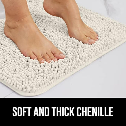 GORILLA GRIP Bathroom Rug Sets, Soft Chenille 2 Piece Area Rugs Set, Toilet Base Mat and 30x20 Carpet, Absorbent Microfiber Washable Mats Dry Quickly, Home Décor and Bath Room Accessories, Ivory