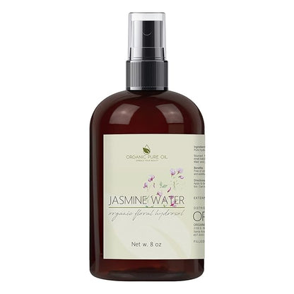 Jasmine Hydrosol Face Mist Calming Spray, Toner, Aromatherapy, Body Mist, Set Makeup, 8oz, Pure Hydrosol Water Jasmine by Organic Pure Oil